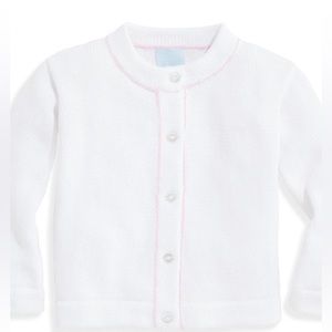Bella Bliss Girls 6 Cotton Cardigan White w/ Pink Trim - excellent condition!